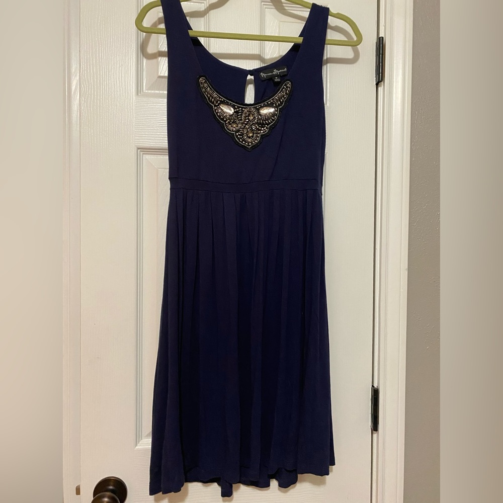 Navy dress with beaded detail